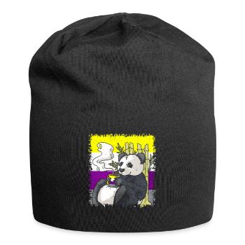 Non Binary Pride Flag Panda Coffee Sublte LGBT - Jersey Beanie - black - Front