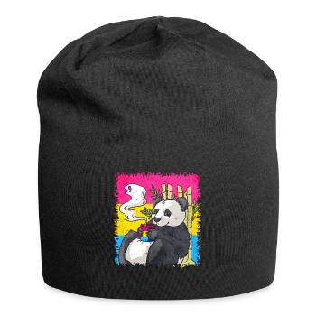 Pansexual Pride Pan Flag Panda Coffee Sublte LG - Jersey Beanie - black - Front