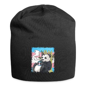 Transgender Stolz Trans Flagge Panda Kaffee Sublte - Jersey-Beanie - Schwarz - Vorne