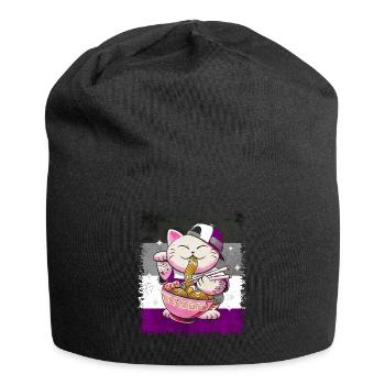Asexual Pride Ass Flag Japanese Ramen Cat - Jersey Beanie - black - Front