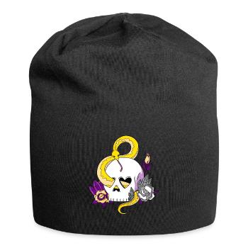 Non Binaire Fierté Drapeau Crâne Serpents Roses - Bonnet en jersey - noir - Devant
