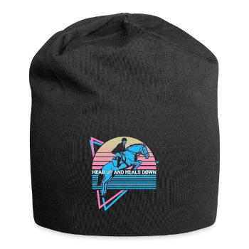 Pferd Pferde Retro - Jersey-Beanie - Schwarz - Vorne