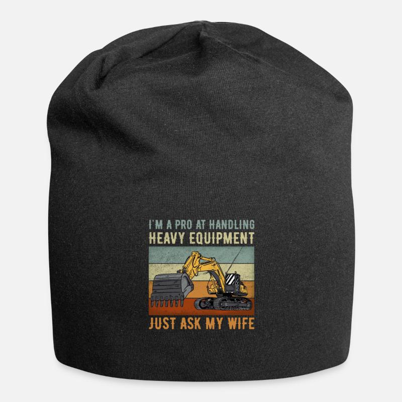 Retro Bagger Spruch Baggerfahrer Baustelle - Jersey-Beanie - Schwarz