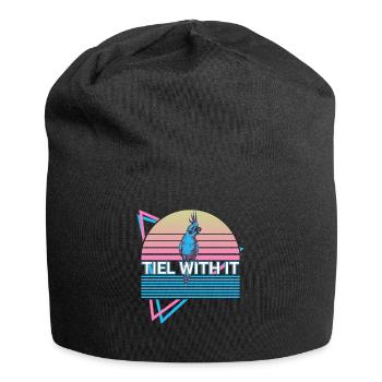 Nymphensittich Papagei Retro - Jersey-Beanie - Schwarz - Vorne