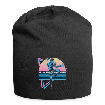 Muay Thai Kickboxen Retro - Jersey-Beanie - Schwarz - Vorne