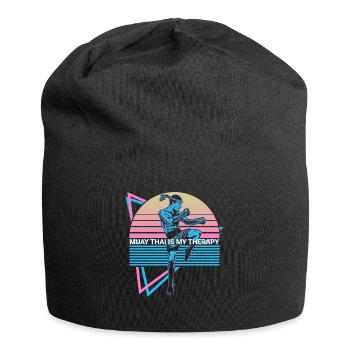Muay Thai Kickboxen Retro - Jersey-Beanie - Schwarz - Vorne