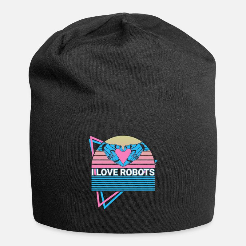 J’adore Robot Robotics Retro - Bonnet en jersey - noir