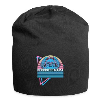 Pekingese Mama Retro - Jersey Beanie - black - Front