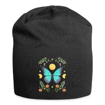 Cottagecore Monarch Butterfly Flowers Moon - Jersey Beanie - black - Front