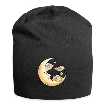 Hippie-Ästhetik Himmlischer Halbmond Bohemian - Jersey-Beanie - Schwarz - Vorne