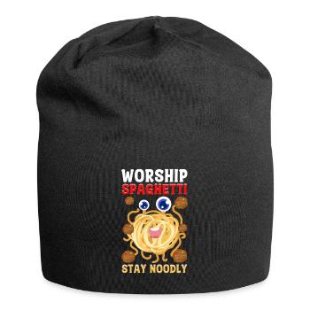 Das fliegende Spaghettimonster - Jersey-Beanie - Schwarz - Vorne