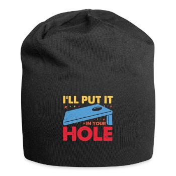 Lustiges Cornhole Corn Hole - Jersey-Beanie - Schwarz - Vorne