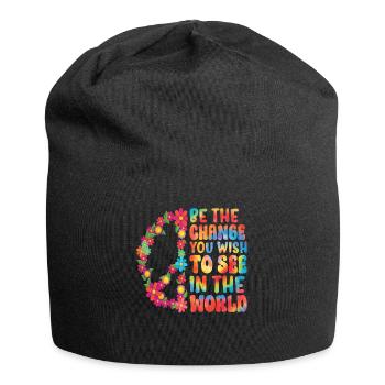 Hippie Floral Rétro Paix Gentillesse - Bonnet en jersey - noir - Devant