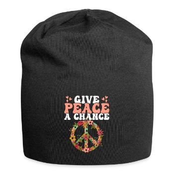 Hippie Frieden Freundlichkeit - Jersey-Beanie - Schwarz - Vorne