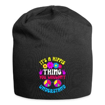 Lustiger Hippie Frieden Freundlichkeit - Jersey-Beanie - Schwarz - Vorne