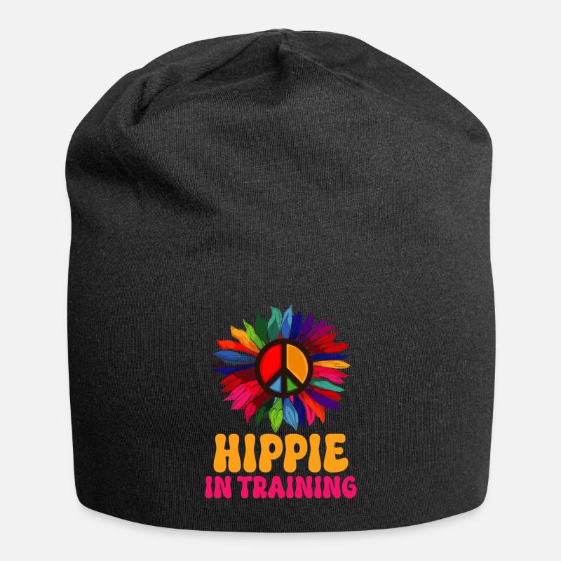 Lustiger Hippie Frieden Groovy - Jersey-Beanie - Schwarz