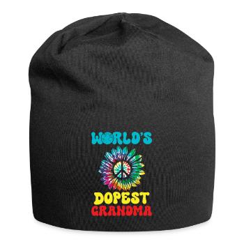 Hippie Oma Krawatte Färben Frieden - Jersey-Beanie - Schwarz - Vorne