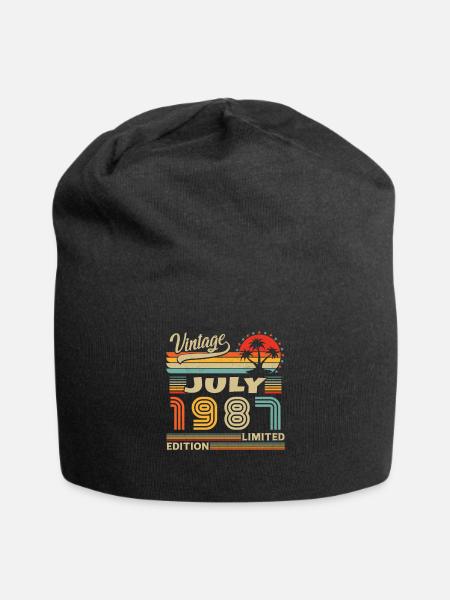 Vintage Juli 1987, Retro Geburtstagsgeschenk - Jersey-Beanie - Schwarz