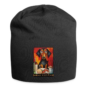 Ein Fest, ein Essen und ein Dackel - Jersey-Beanie - Schwarz - Vorne