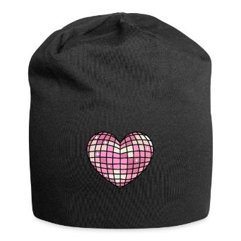 Danish Pastel Aesthetics Heart Disco Ball - Jersey Beanie - black - Front
