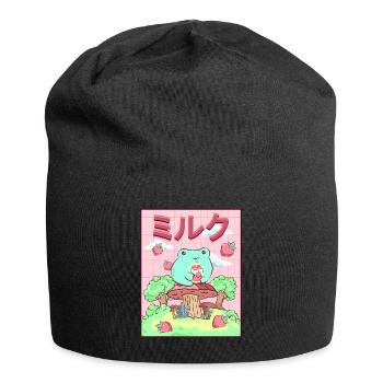 Cottagecore Aesthetic Japanese Kawaii Frog - Jersey Beanie - black - Front