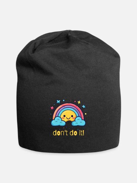 Ne le fais pas, arc-en-ciel heureux - Bonnet en jersey - noir