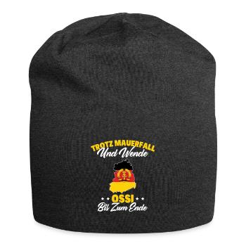 Trotz Mauerfall Und Wende Ossi Bis Zum Ende - Jersey-Beanie - Anthrazit - Vorne