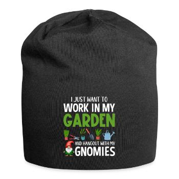 Lustiger Gartenzwerg Gartenarbeit Zwerggarten - Jersey-Beanie - Schwarz - Vorne