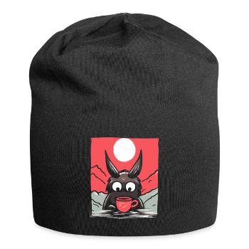 Japanese Red Sun: A Coffee Bunny - Jersey Beanie - black - Front