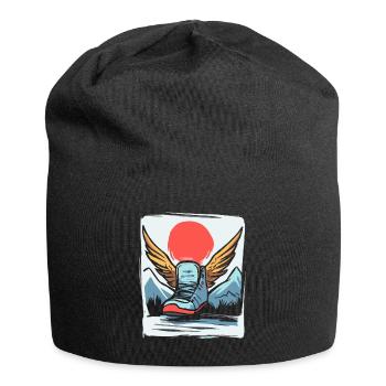 Japanische Rote Sonne, Sneaker mit Flügel - Jersey-Beanie - Schwarz - Vorne