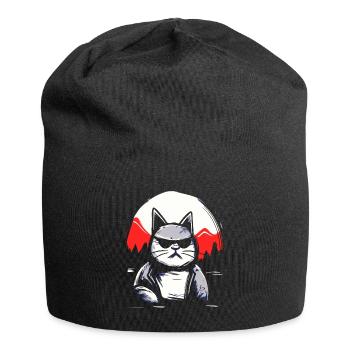 Japanese Red Sun: Cool Sunglasses Cat - Jersey Beanie - black - Front