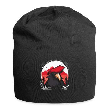 Soleil rouge japonais : Perroquet pirate cool - Bonnet en jersey - noir - Devant