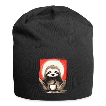Japanese Red Sun Coffee Sloth - Jersey Beanie - black - Front