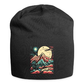Paysages de montagne et temples japonais - Bonnet en jersey - noir - Devant