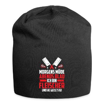 Fleischer Metzger Schlachter - Jersey-Beanie - Schwarz - Vorne