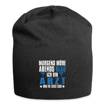 Hausarzt Doktor Morgens Mde Abends Blau - Jersey-Beanie - Schwarz - Vorne