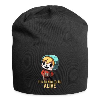 Schön, am Leben zu sein: Anime Männchen - Jersey-Beanie - Schwarz - Vorne