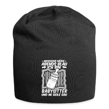 Babysitter Morgens Mde Abends Blau - Jersey-Beanie - Schwarz - Vorne