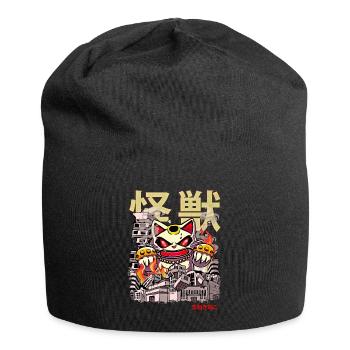 Kaiju Maneki Neko Japanischer Anime Monster Glücks - Jersey-Beanie - Schwarz - Vorne