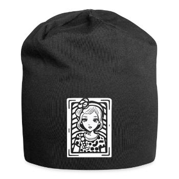Dot Pattern Cartoon: An Enchanting Woman - Jersey Beanie - black - Front