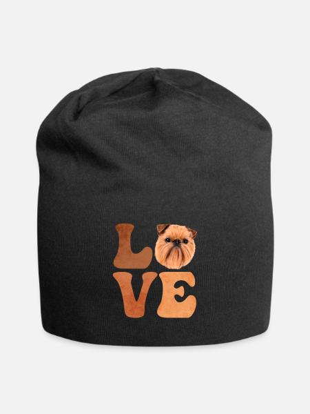 Brüsseler Griffon Hund LIEBE - Jersey-Beanie - Schwarz