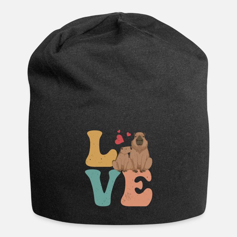 Capybara Capibara LOVE - Jersey-Beanie - Schwarz