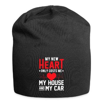Genesung nach einer Operation am offenen Herzen - Jersey-Beanie - Schwarz - Vorne