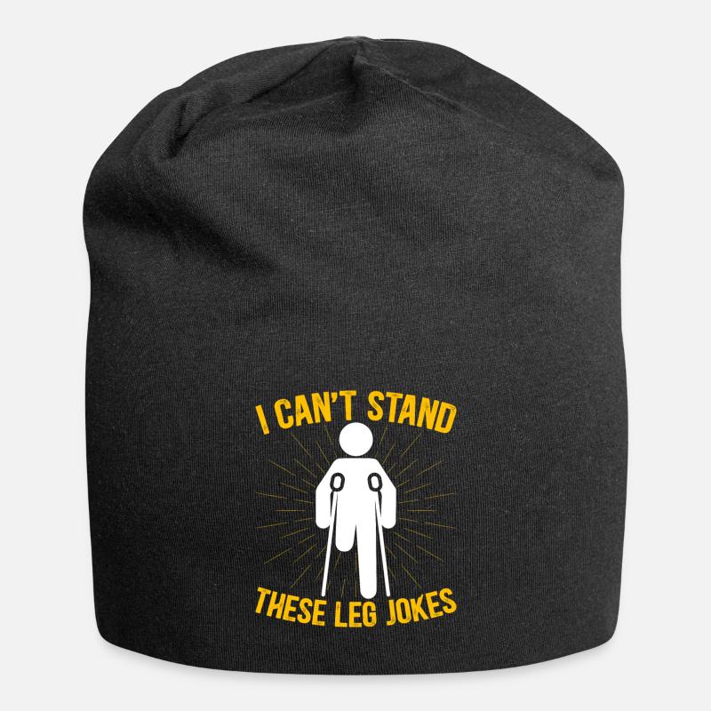 Funny prosthetic leg for amputees - Jersey Beanie - black