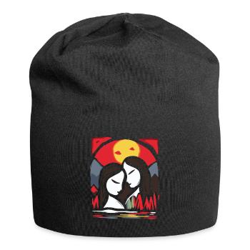 Ist das Kunst, zwei knallige Farben Liebhaber - Jersey-Beanie - Schwarz - Vorne