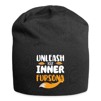 Furry Fandom Fursuit Fox - Jersey Beanie - black - Front