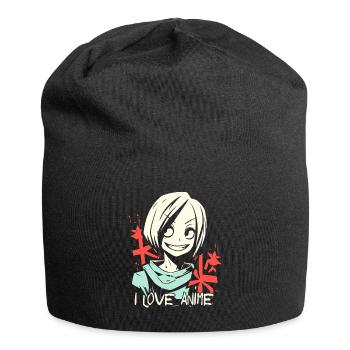 I love anime and cool girls - Jersey Beanie - black - Front