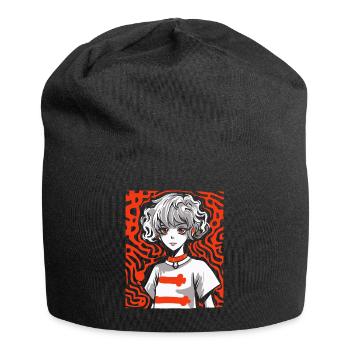 cartoon, manga, anime, art, a girl - Jersey Beanie - black - Front