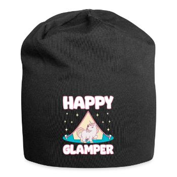 Glamping Wohnmobil Camping - Jersey-Beanie - Schwarz - Vorne