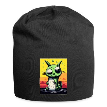 Dizzy and confused pet cat - Jersey Beanie - black - Front